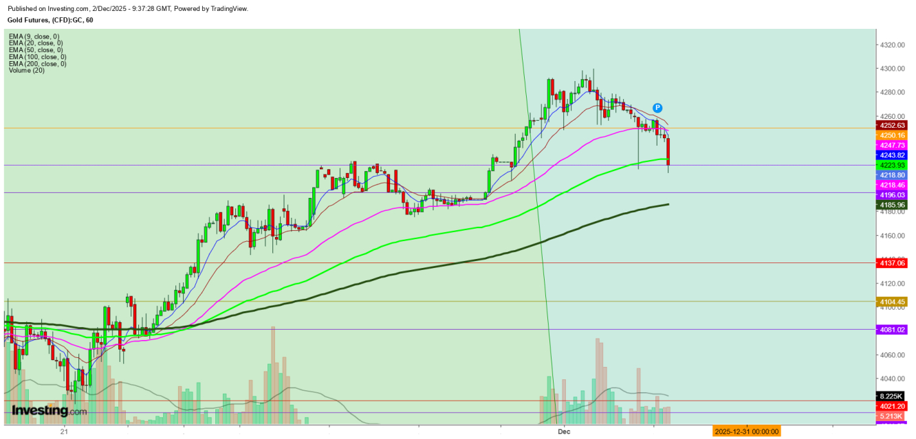 Gold Futures 1-Hr. Chart